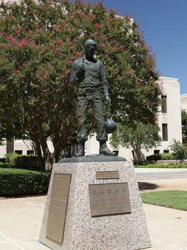 Longview TX - August 16, 2026: Historic Gregg County Courthouse Statue Located in Downtown Longview TX