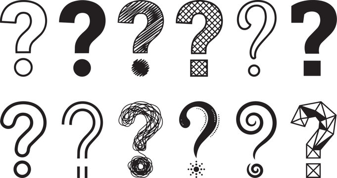 Question mark icon set with faq help symbols mystery scribble interrogation points and support vector illustration