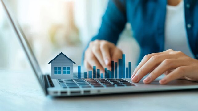 Silver Daylight Through the Financial Review Stage: Real Estate Analyst Reviewing Laptop Graphs With Property Tre