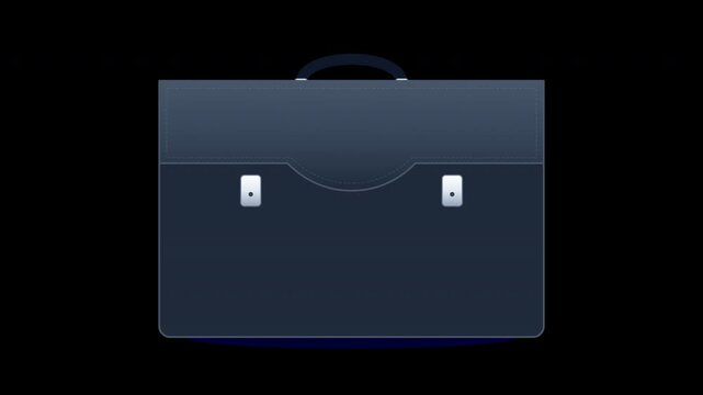 Professional executive briefcase opening within a dark minimalist interface featuring a pre-keyed transparency matte for professional employment marketing