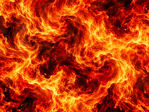 Intense fire flames abstract background with vibrant orange and red hues