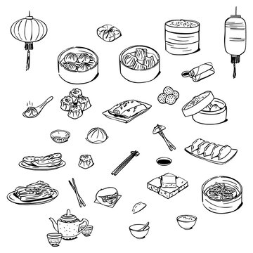 black and white icon illustration dimsun set
