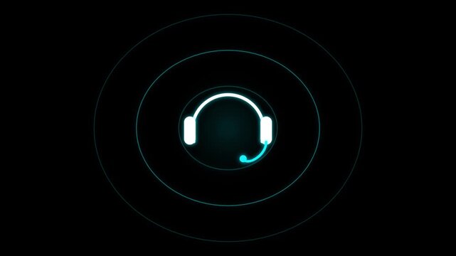 Customer Support Headset Icon Animation Communication Service Seamless Loop