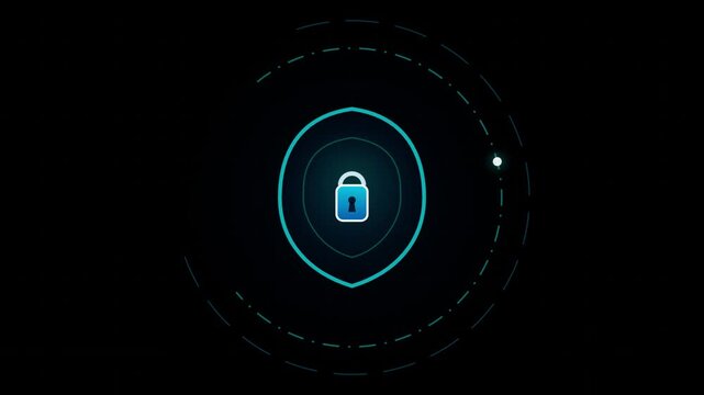 Cybersecurity Shield Lock Icon Animation Digital Security Seamless Loop