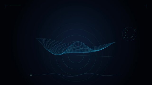 Futuristic 3D Terrain Mapping HUD Radar Interface Technology Background