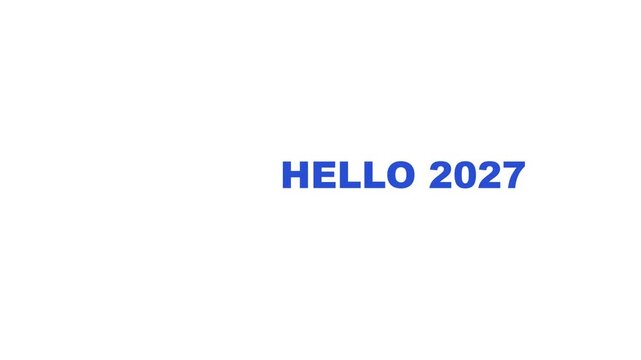 Goodbye 2026 hello 2027 text transition video footage. New year countdown motion graphics clip. Animated typography numbers for holiday celebrations