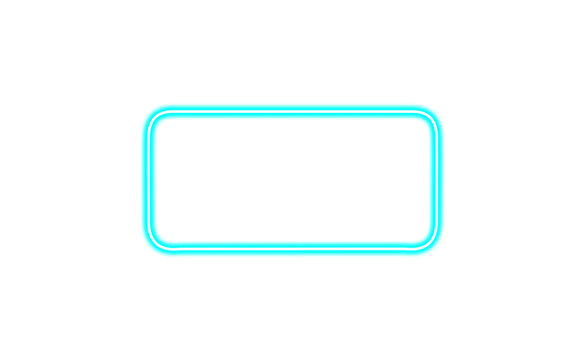 Neon cyan glowing rounded rectangle frame isolated on transparent background