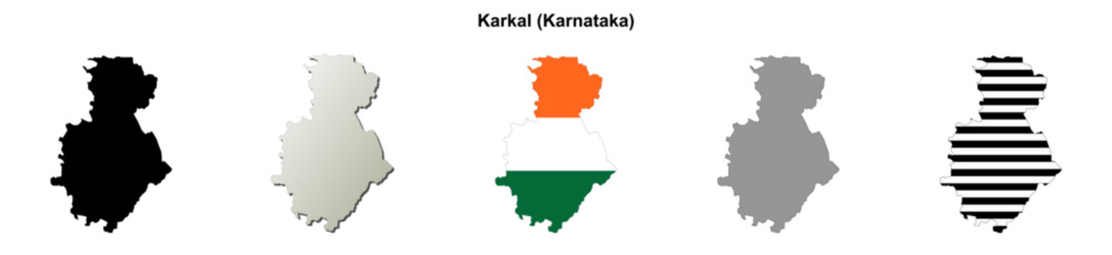 Karkal (Karnataka) blank outline map set