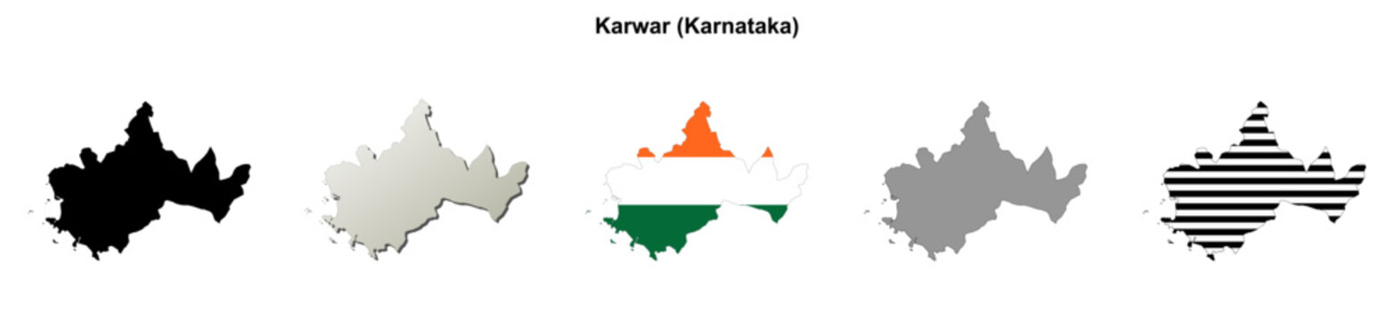 Karwar (Karnataka) blank outline map set