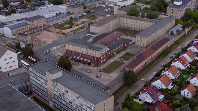 prison political persecution communist dictatorship. Amazing aerial view drone