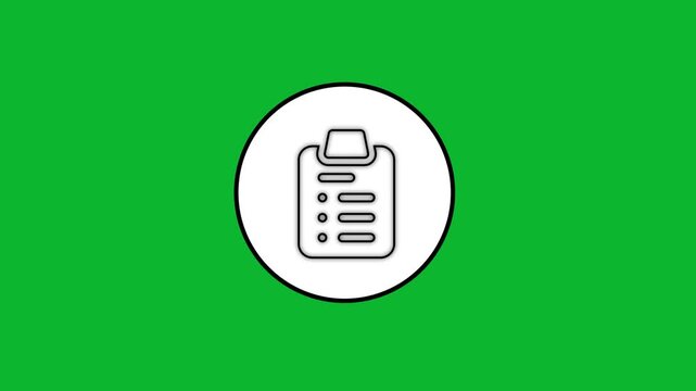 Animated checklist icon appearing on green screen background for digital interface design.