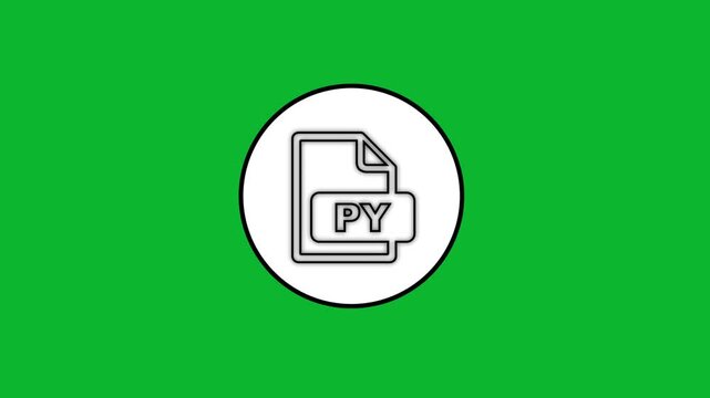 Minimalist python file icon animation with clean outline style on vibrant green screen background.