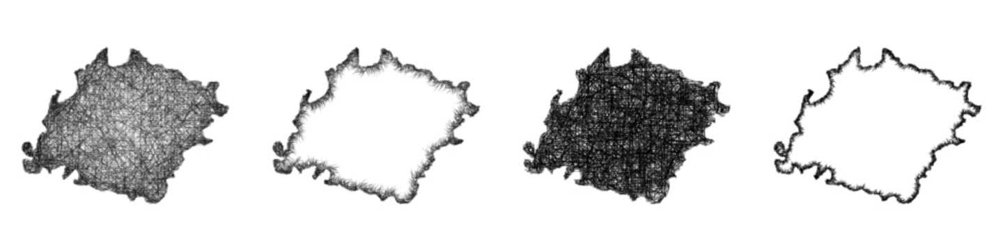 Sketch black and white Ibb (Yemen) outline map design set