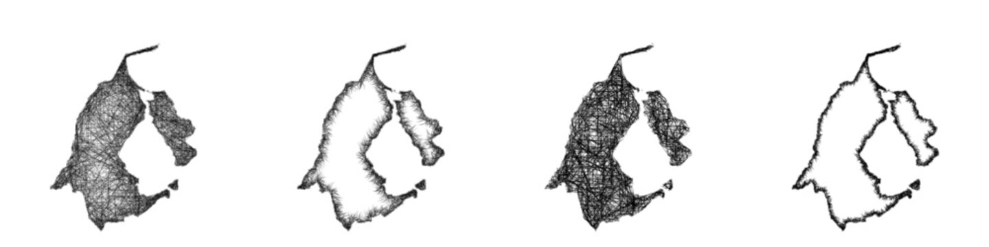 Black and white sketch Zulia (Venezuela) outline map design set