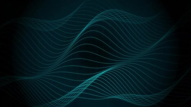 Abstract Glowing Cyan Digital Waves Moving in Dark Background