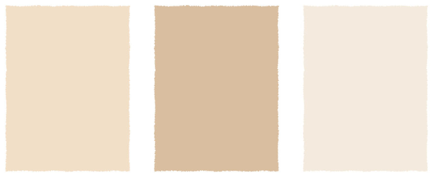 Deckle Edge Torn Paper Sheets Set, Neutral Beige Kraft Cardstock Mockup Background Vector Illustration for Wedding Stationery and Invitations   