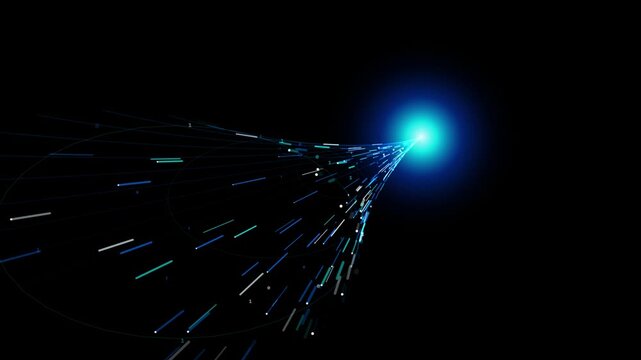 Digital Data Stream Animation with Glowing Blue Light