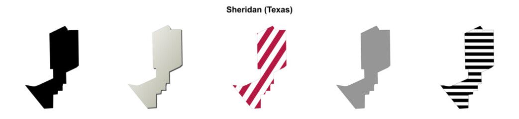 Fototapeta premium Sheridan (Texas) blank outline map set