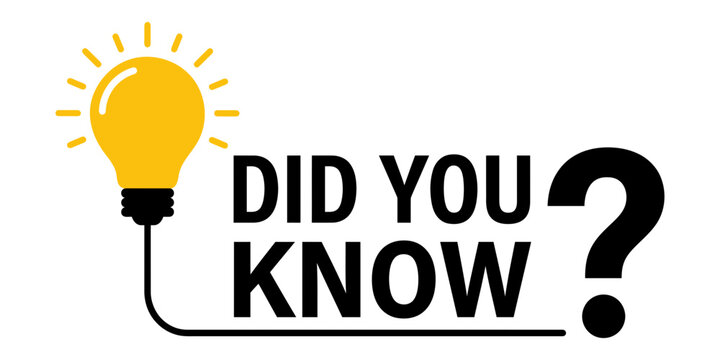 Did you know text sign with yellow glowing light bulb icon for facts tips and information vector use