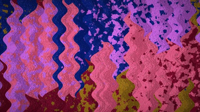 High-resolution 8K abstract procedural image generated with JavaScript. This unique digital background features dynamic, vertical wavy zig-zag bands with a heavily textured, speckled noise and grunge 