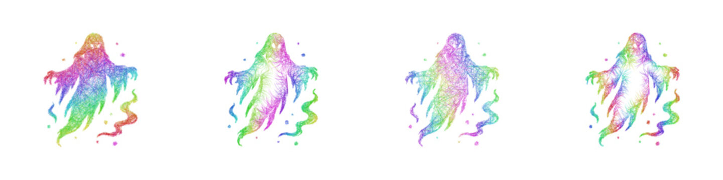 Rainbow color sketch wraith summon icon design set