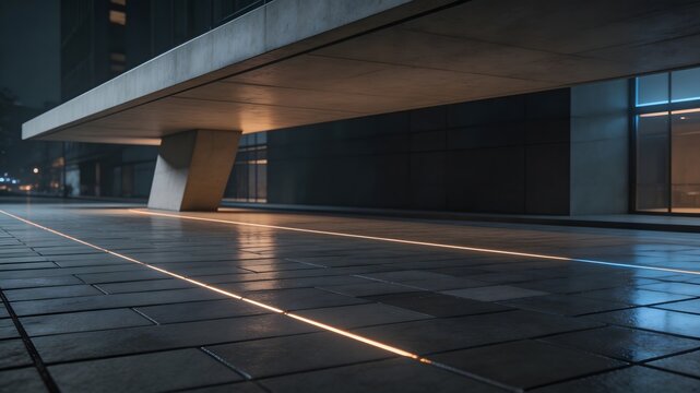 Minimalist Urban Architecture Canopy Night City Background Copy Space