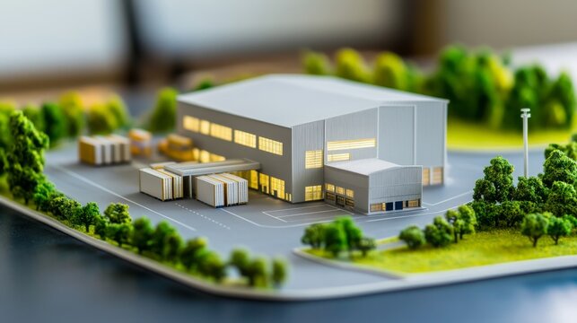 Professional Architecture Concept Showing Industrial warehouse scale building models with logistics roa Variation 2