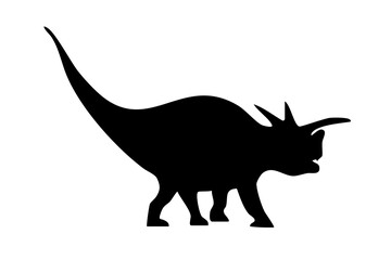 Black silhouette of a triceratops dinosaur walking isolated on white background, Vector © Siddique