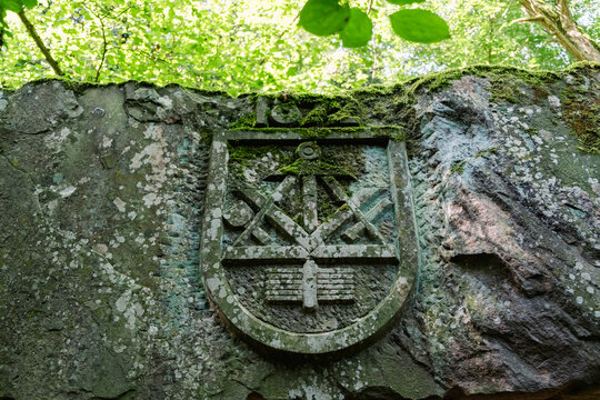 Symbols of masonry carved in stone