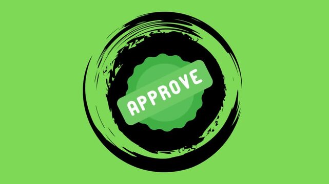 Approve Stamp Animation on Green Screen - Chroma Key Grunge Circle Verified Badge Motion Graphic