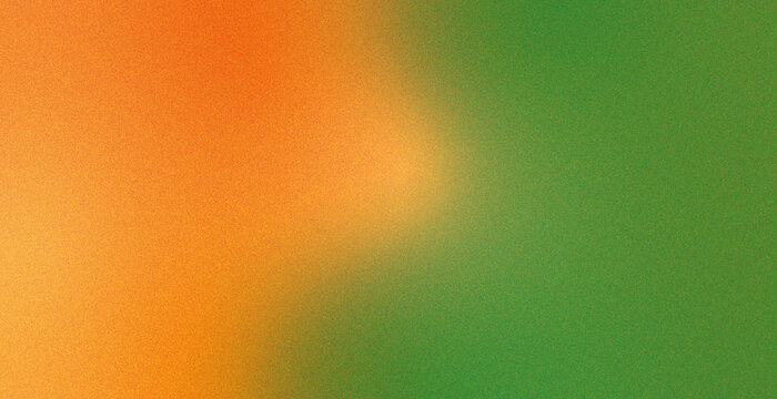 Orange and green abstract background with bold color blend and grain texture