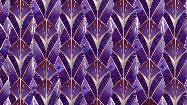 Luxurious Art Deco Pattern in Purple and Gold