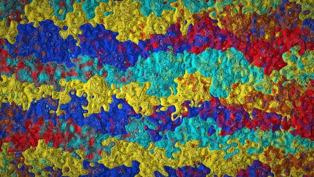 High-resolution 8K abstract procedural image generated with JavaScript. This highly detailed digital artwork features a thick, heavily textured surface resembling glossy impasto paint, melted liquid, 