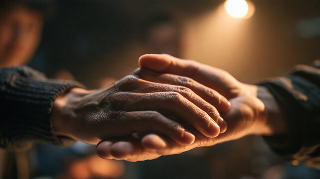 Two People Holding Hands in Comfort and Support