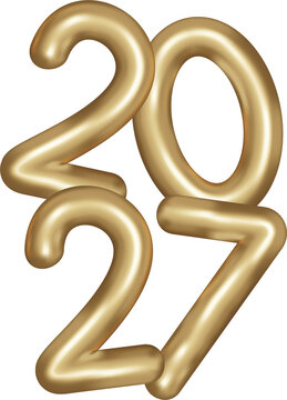 2027 Gold Foil Balloon Numbers 3D
