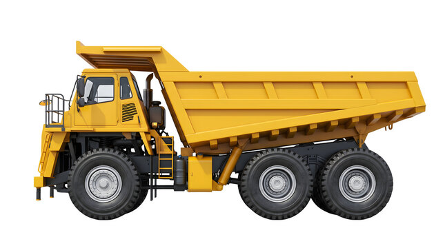 Yellow Heavy Mining Dump Truck PNG for Construction Site Banners and Heavy Machinery Ads