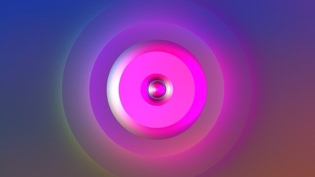 High-resolution 8K abstract procedural image generated with JavaScript. This modern digital background features smooth mesh gradients blending across 3D concentric circles and radial geometric shapes.