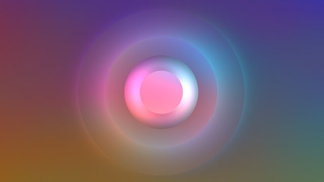 High-resolution 8K abstract procedural image generated with JavaScript. This modern digital background features smooth mesh gradients blending across 3D concentric circles and radial geometric shapes.