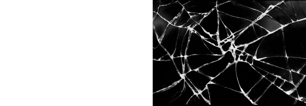 Cracked glass texture isolated on a transparent background