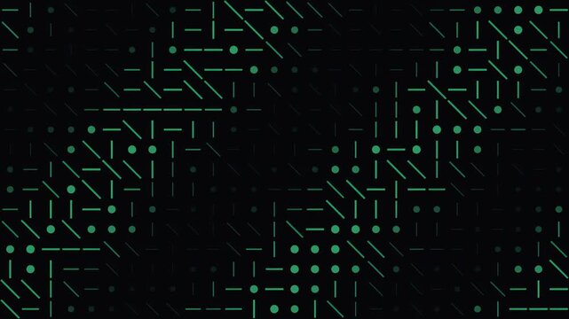 Abstract geometric pattern background pulsing green matrix wave flow seamless looping technology visualization