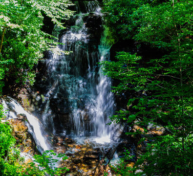 Beautiful Soco Falls in Nantahala National Forest, Maggie Valley, North Carolina, USA