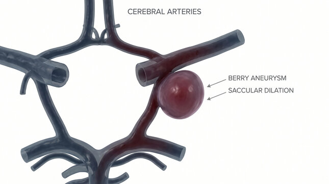 3D Illustration of Cerebral Berry Aneurysm and Saccular Dilation