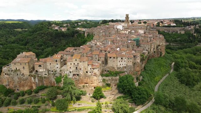 Aerial View of Pitigliano's Historic Skyline - Tuscany, Italy