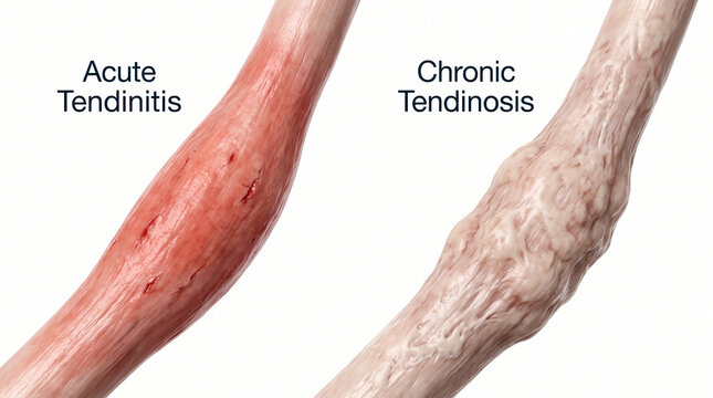 3D Medical Comparison of Acute Tendinitis and Chronic Tendinosis Degeneration