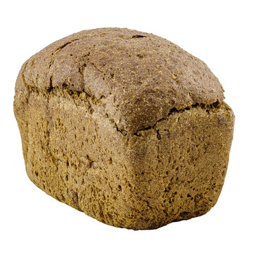 Loaf of rye bread isolated on white background