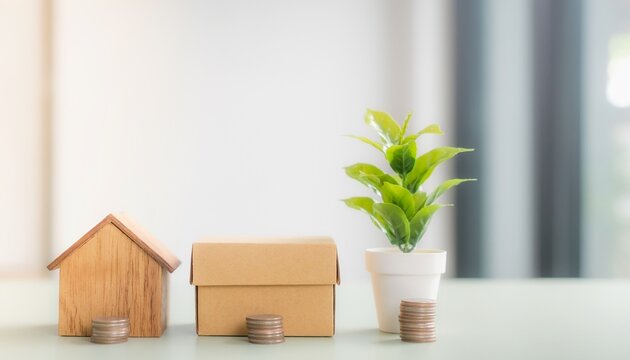 House model with product box and plant for capital allocation