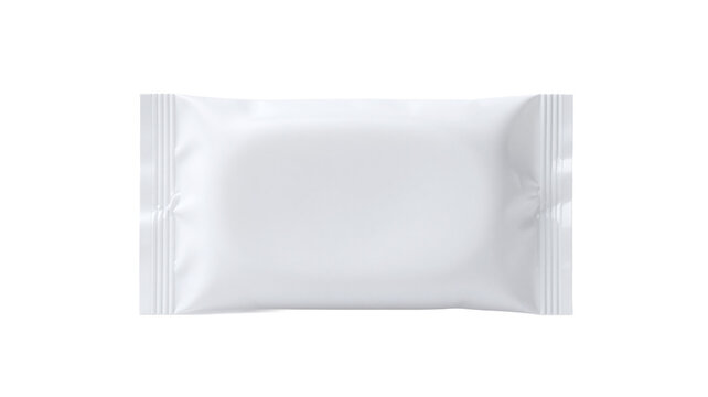 Blank white package mockup, foil wrapper template for snack, chocolate, candy or soap product