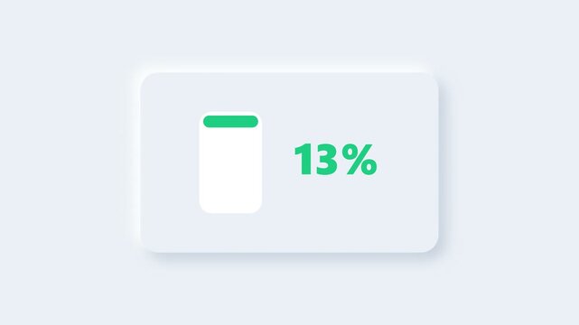 Animated Battery Level Percentage Indicator on Light Background