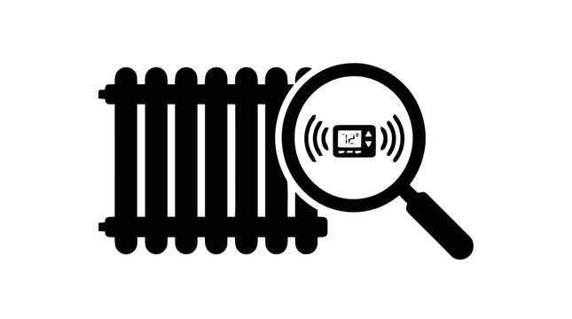 Vector illustration of radiator with smart thermostat icon on a transparent background