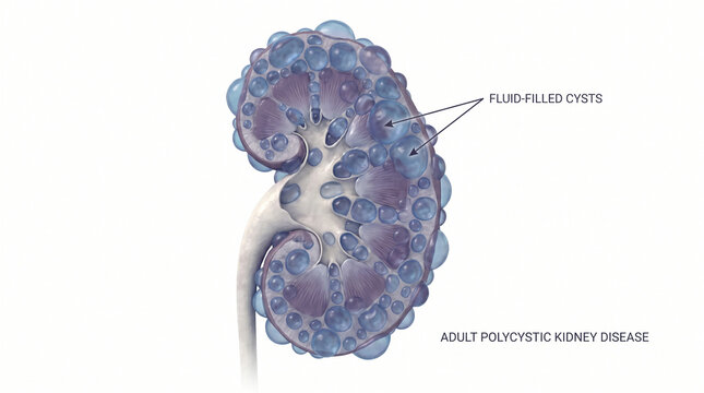 3D Cross-Section of Adult Polycystic Kidney Disease with Cysts